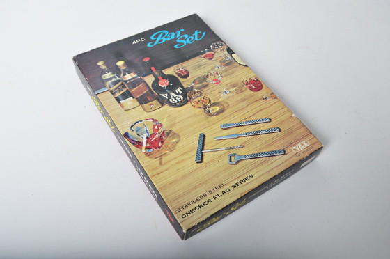 Image 1 of Staafset van rozenhout en geruit staal