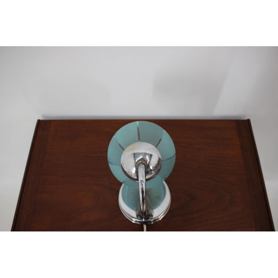 Image 1 of Vintage chromen tafellamp in glas, Tsjecho-Slowakije 1950