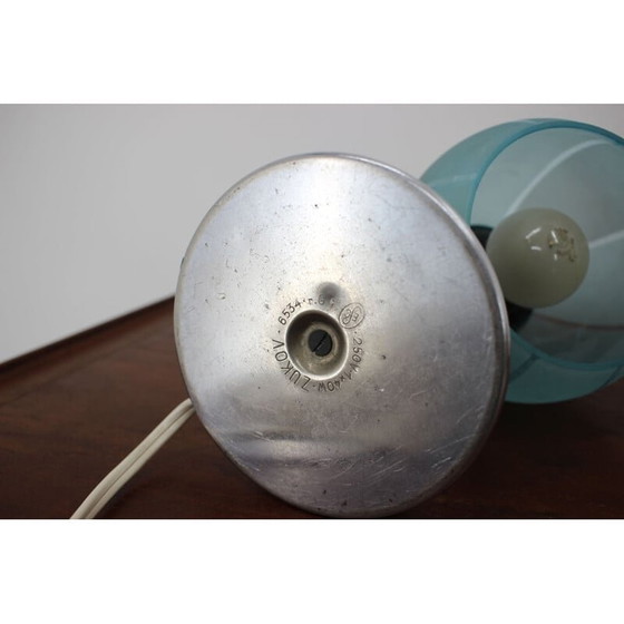 Image 1 of Vintage chromen tafellamp in glas, Tsjecho-Slowakije 1950