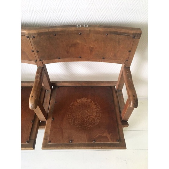 Image 1 of Set van 4 vintage houten filmstoelen van Luterma, 1940