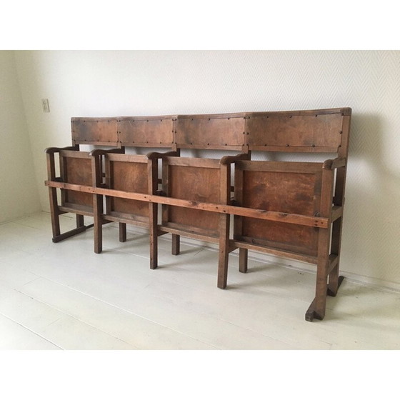 Image 1 of Set van 4 vintage houten filmstoelen van Luterma, 1940