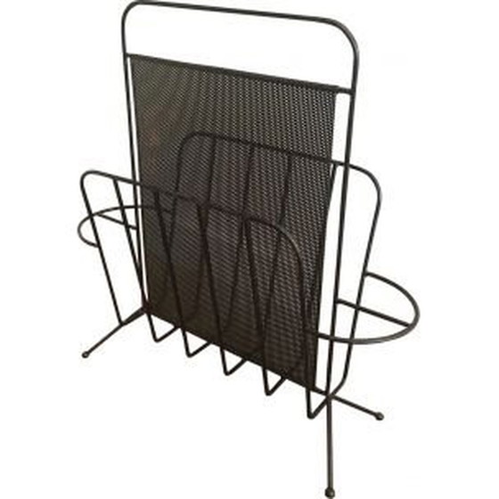 Image 1 of Vintage Frans zwart metalen tijdschriftenrek, 1950
