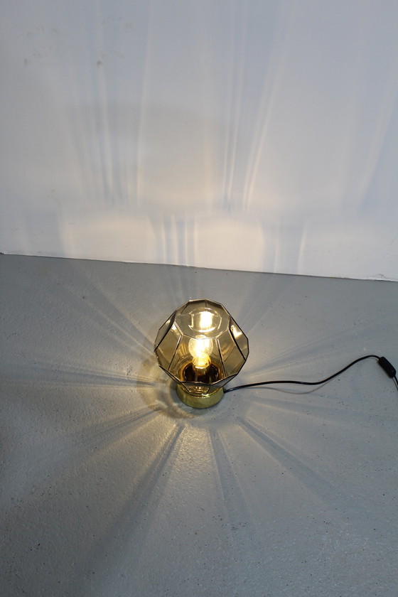 Image 1 of Vintage plafondlamp, wandlamp Glashütte Limburg - rookglas