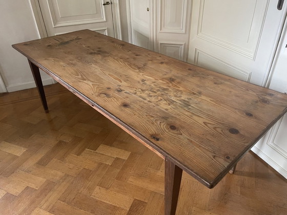 Image 1 of Franse Landelijke Eettafel Tafel 247 Cm. Vintage