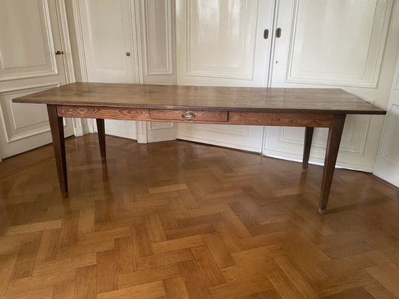 Image 1 of Franse Landelijke Eettafel Tafel 247 Cm. Vintage