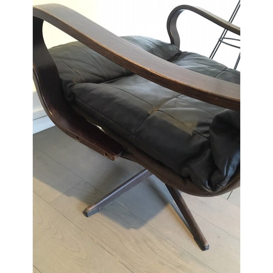 Image 1 of Vintage Deense fauteuil in zwart leer