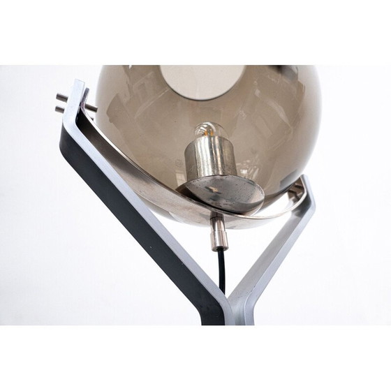 Image 1 of Italiaanse vintage vloerlamp in travertijn, staal en glas, jaren 1970