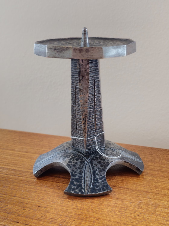 Image 1 of Vintage Robuste Brutalist Kandelaar Kaarsenhouder Japan