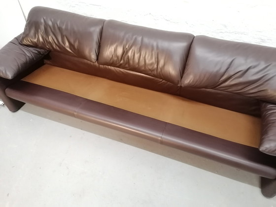 Image 1 of Cassina Maralunga 3-zits leren bank, jaren 60-70