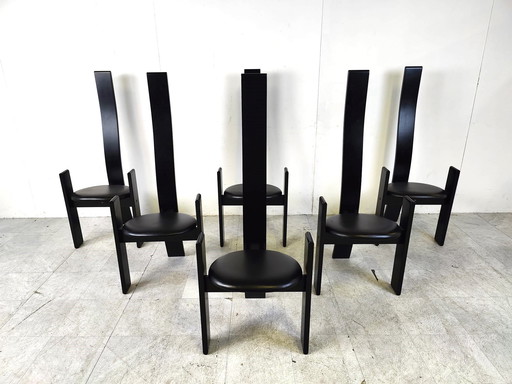 6x Vico Magistretti 1970s Golem stoelen