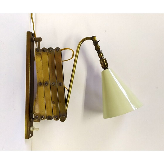 Image 1 of Vintage messing schaar wandlamp, Italië 1940