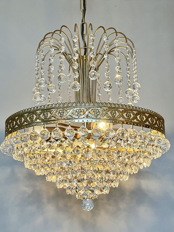 Image 1 of Swarovski Design Kroonluchter Kristallen Ballen Bladgoud ! 