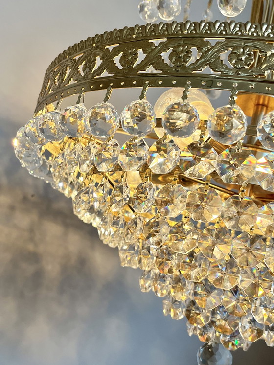 Image 1 of Swarovski Design Kroonluchter Kristallen Ballen Bladgoud ! 