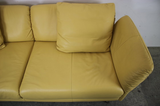Image 1 of Rolf Benz bank drie zits echt leer geel design bank functie