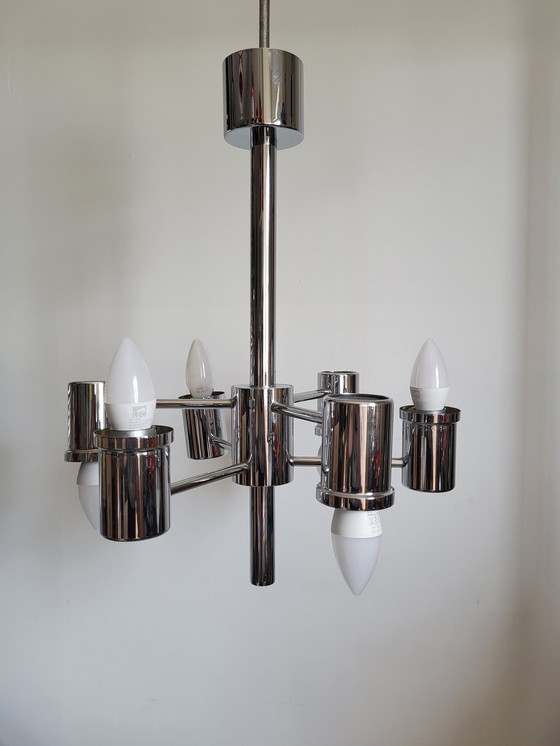 Image 1 of Vintage Chrome Luster Of Kroonluchter, Met 6 Lichtpunten