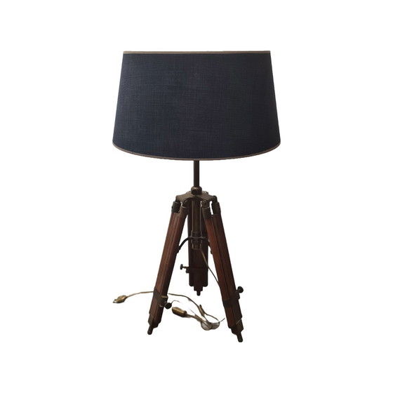 Image 1 of Industriële Houten Statief Vloerlamp, Jaren 80