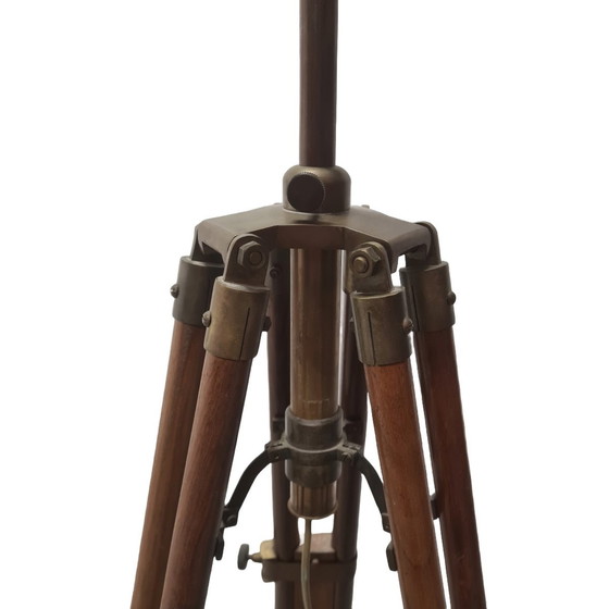 Image 1 of Industriële Houten Statief Vloerlamp, Jaren 80