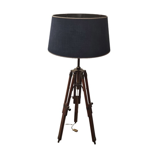 Industriële Houten Statief Vloerlamp, Jaren 80