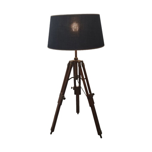 Industriële Houten Statief Vloerlamp, Jaren 80