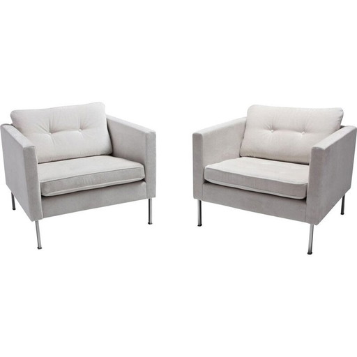 Paar vintage fauteuils in gebroken wit fluweel van Pierre Paulin voor Artifort, Nederland 1962