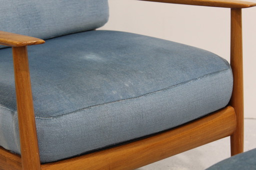 Vintage design fauteuil met voetenbank - Knoll Antimott 