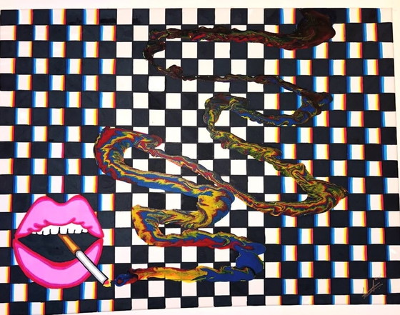 Image 1 of Duality Unraveled- Surrealistische Pop Art Op Doek