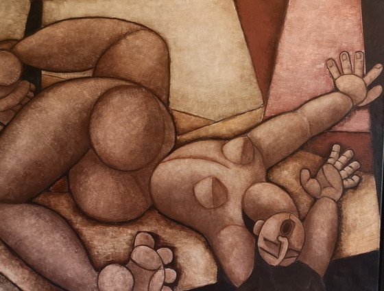 Image 1 of Liggende Naakte Vrouw in Moderne Stijl in Olieverf