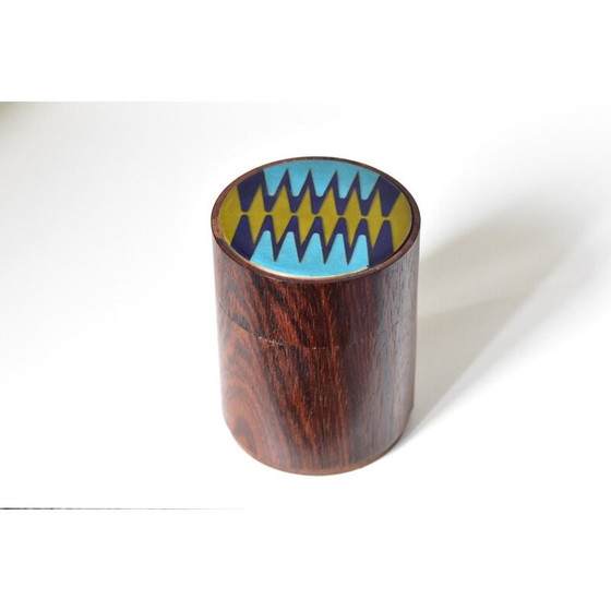 Image 1 of Vintage geëmailleerd modernistisch houten kistje van Scholz en Lammel, Duitsland 1960
