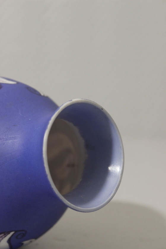 Image 1 of Hoyerswerda Glasbruk - Art Nouveau Geschilderde Opaline Vaas Duitsland Circa 1920