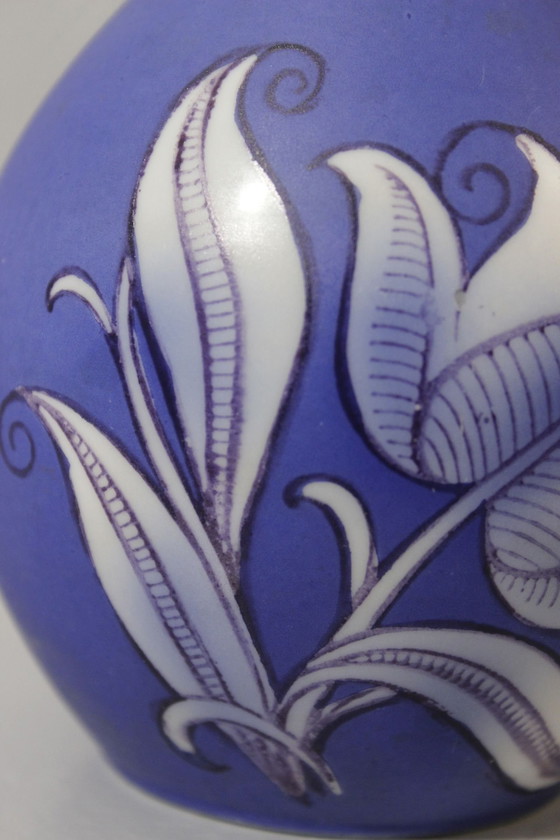 Image 1 of Hoyerswerda Glasbruk - Art Nouveau Geschilderde Opaline Vaas Duitsland Circa 1920