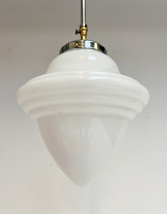 Image 1 of Opaalglazen Art Deco Plafondlamp Uit De 1960’S