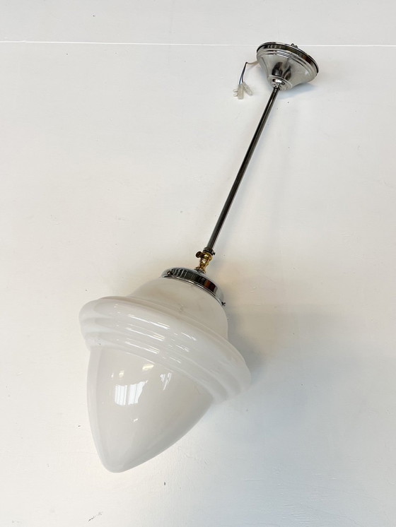 Image 1 of Opaalglazen Art Deco Plafondlamp Uit De 1960’S