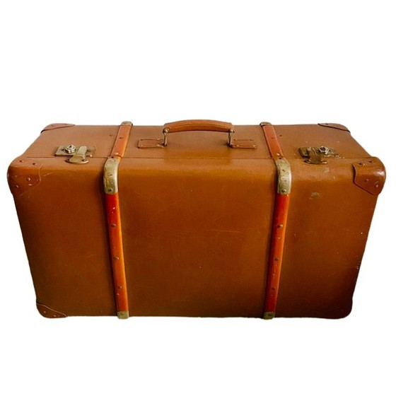 Image 1 of Vintage brocante nubuck XL leder hutkoffer