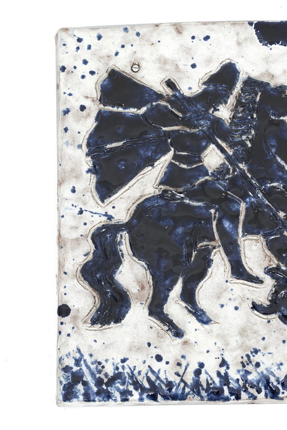 Image 1 of Vintage wandtegel stierengevecht