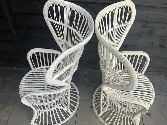 Image 1 of 2x Rohe Noordwolde Vintage Peacock chairs