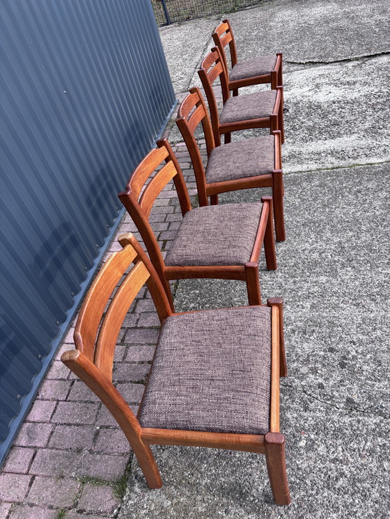 Image 1 of 5 X Vintage Stoel Teak Eetkamerstoelen Dyrlund 