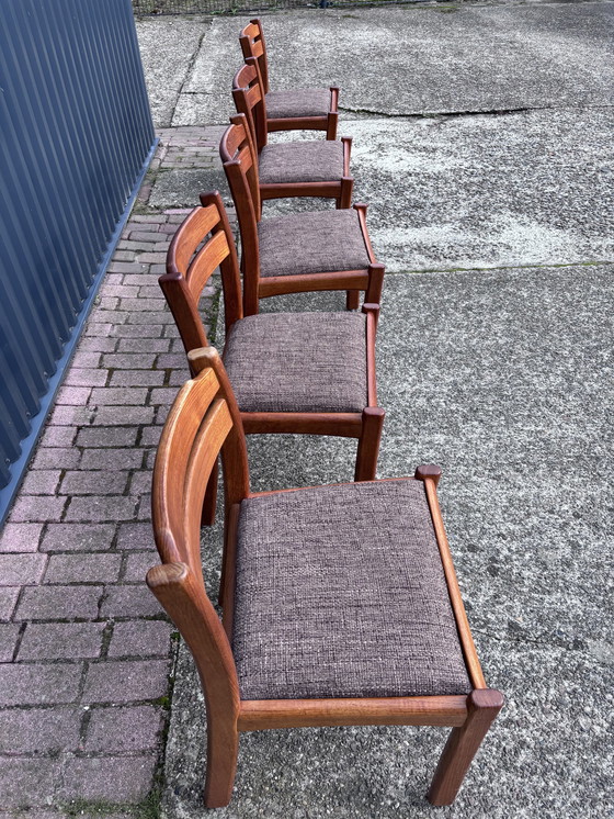 Image 1 of 5 X Vintage Stoel Teak Eetkamerstoelen Dyrlund 