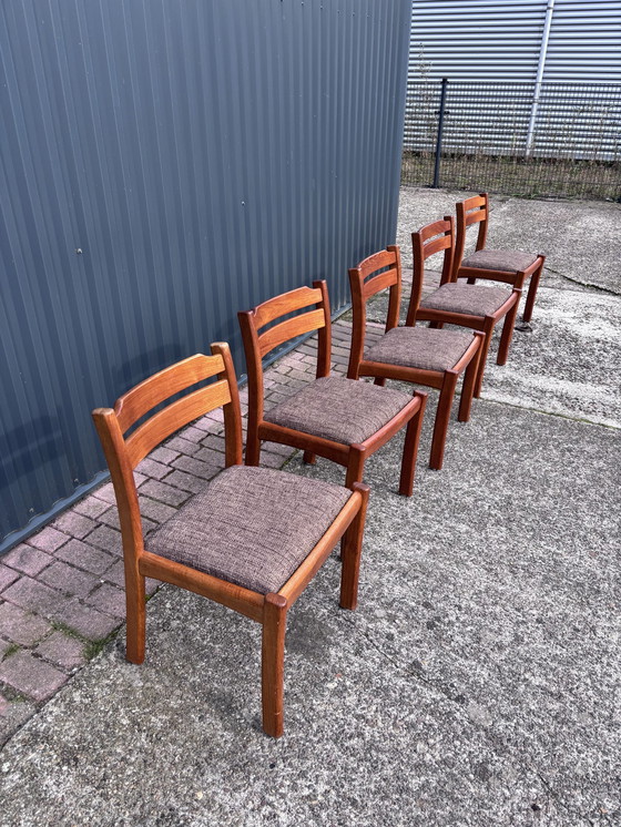 Image 1 of 5 X Vintage Stoel Teak Eetkamerstoelen Dyrlund 