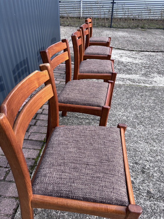 Image 1 of 5 X Vintage Stoel Teak Eetkamerstoelen Dyrlund 