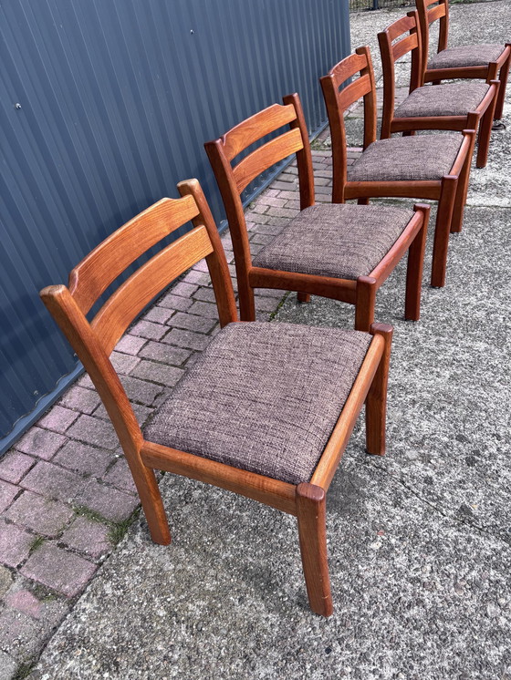 Image 1 of 5 X Vintage Stoel Teak Eetkamerstoelen Dyrlund 