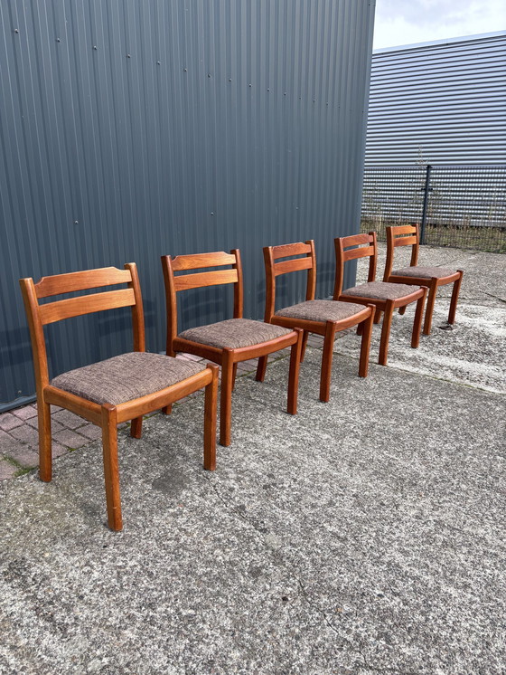 Image 1 of 5 X Vintage Stoel Teak Eetkamerstoelen Dyrlund 