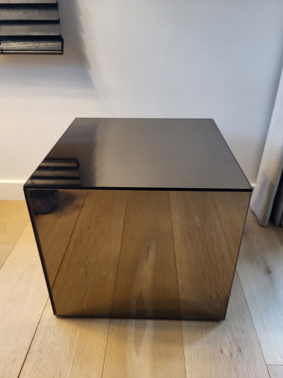 Image 1 of Fumé spiegel cube bijzettafel, jaren 80