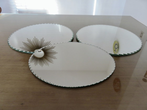 Image 1 of Art Deco, Rond, Afgeschuind, Vrijstaande spiegel