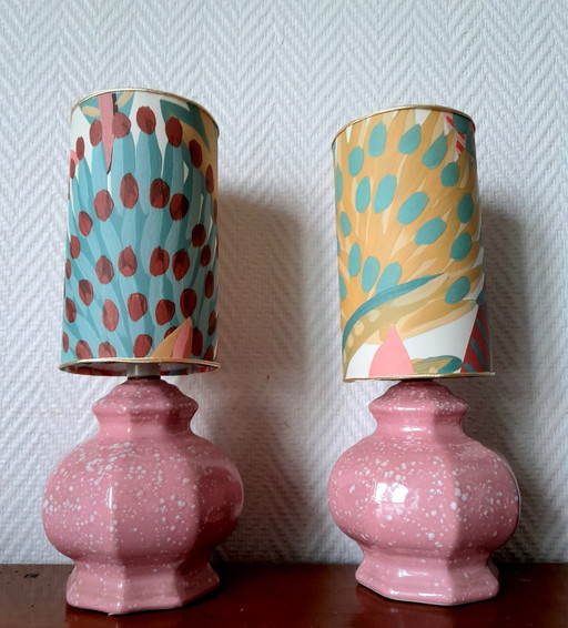 2x vintage keramische lampen