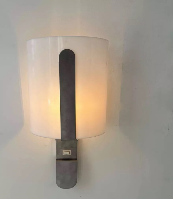 Image 1 of Arlus wandlamp in plexiglas en geborsteld metaal, Frankrijk 1970