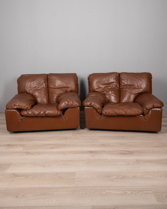 Image 1 of Paar 70S Mod fauteuils. Bonheur Ontwerp Ammannati & Vitelli Voor Brunati