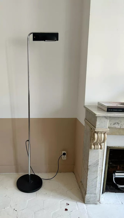 Verstelbare vintage vloerlamp, chroom en zwart, Gismondi voor Artemide, Italië 1980