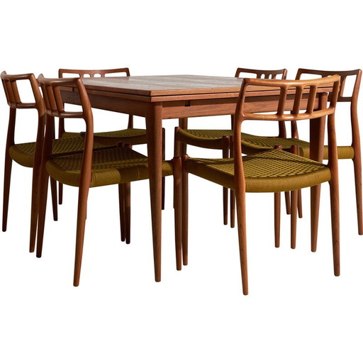 Vintage houten eetset van Niels O. Møller voor J.L. Møllers Møbelfabrik, 1960