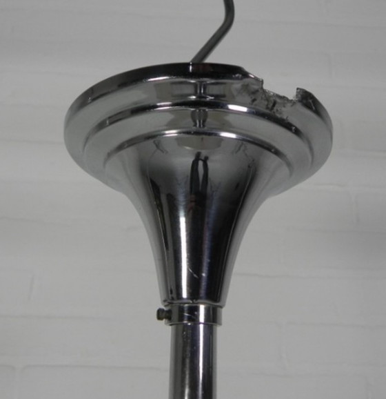 Image 1 of Art Deco hanglamp met roze glazen kap