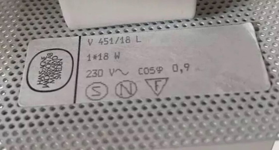 Image 1 of 2X Vintage wandlampen, messing en wit geperforeerd metaal, Hans Agne Jakobsson